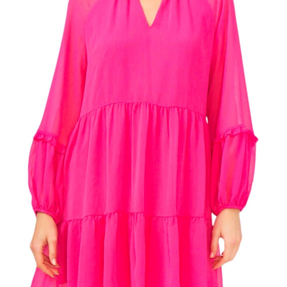 Vince Camuto Vibrant Pink Long Sleeve Dress